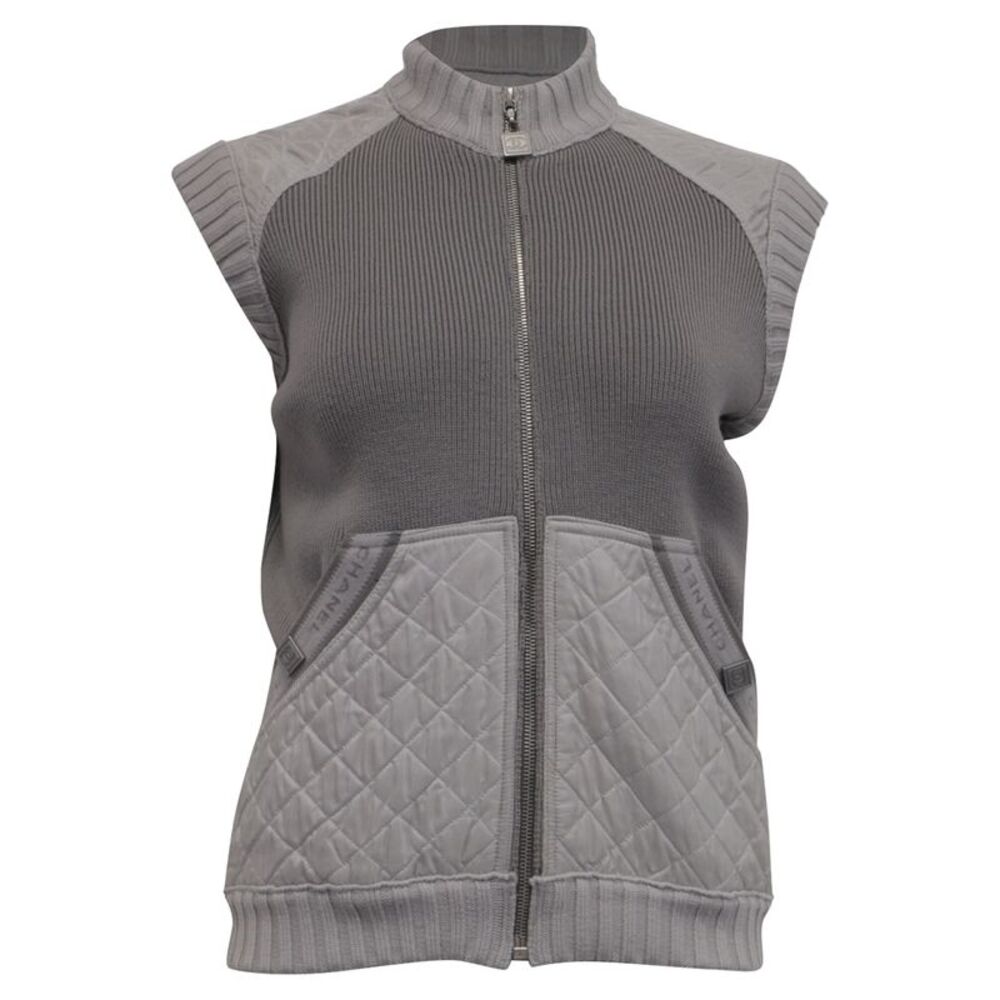 Chanel Sports Knit Quilted Vest in Grey Wool